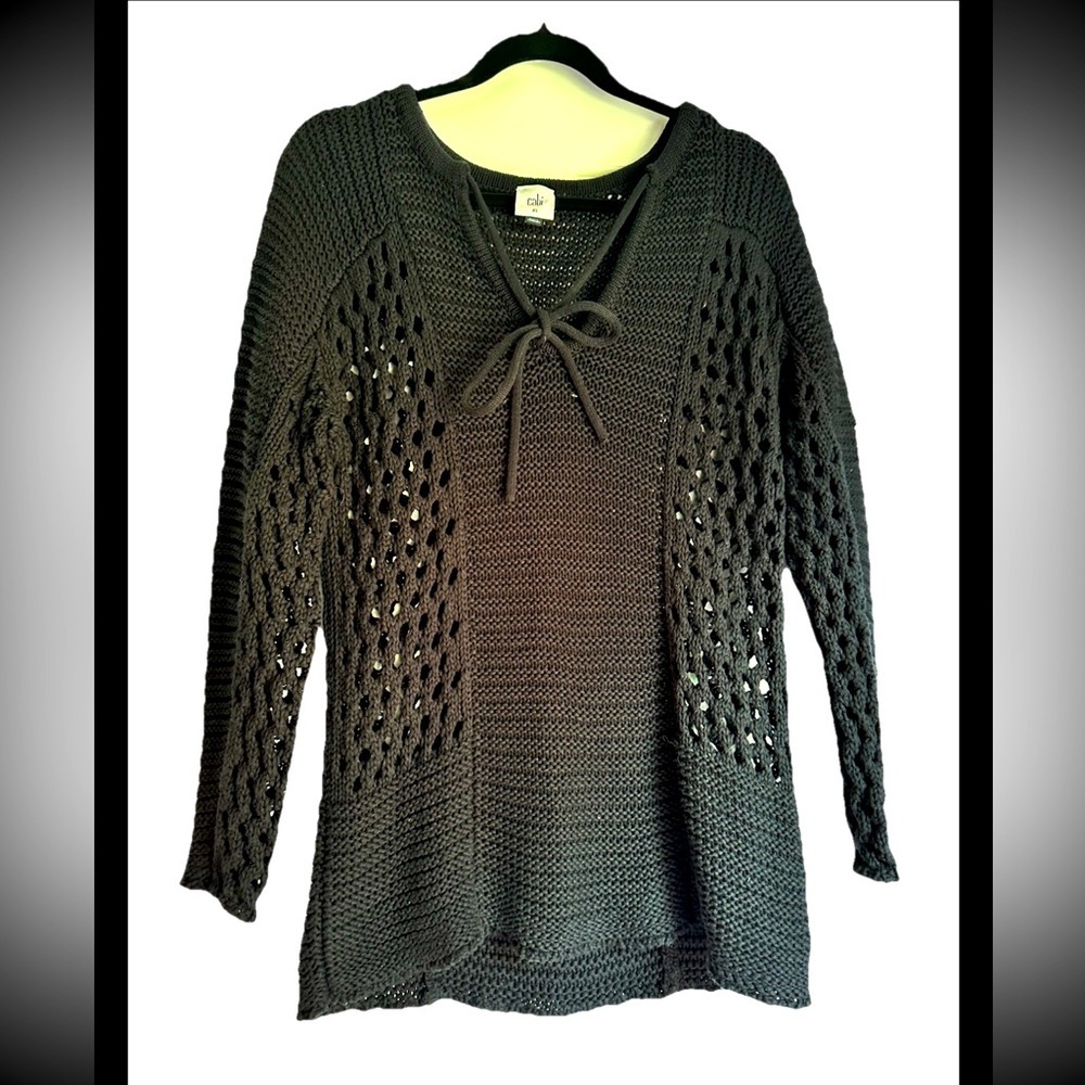 CABI Black Open-Knit Beachy Pullover Sweater Sz XS
